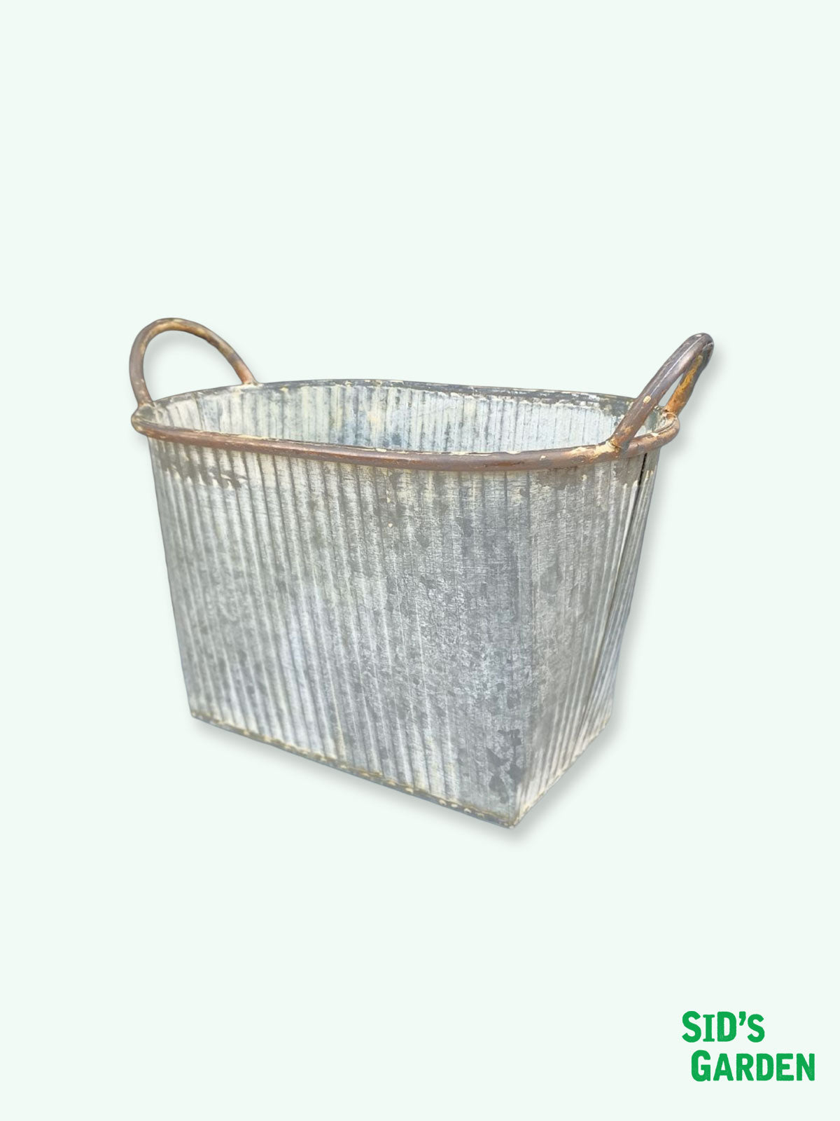 Zinc Metal Planter Rib Design with Handles