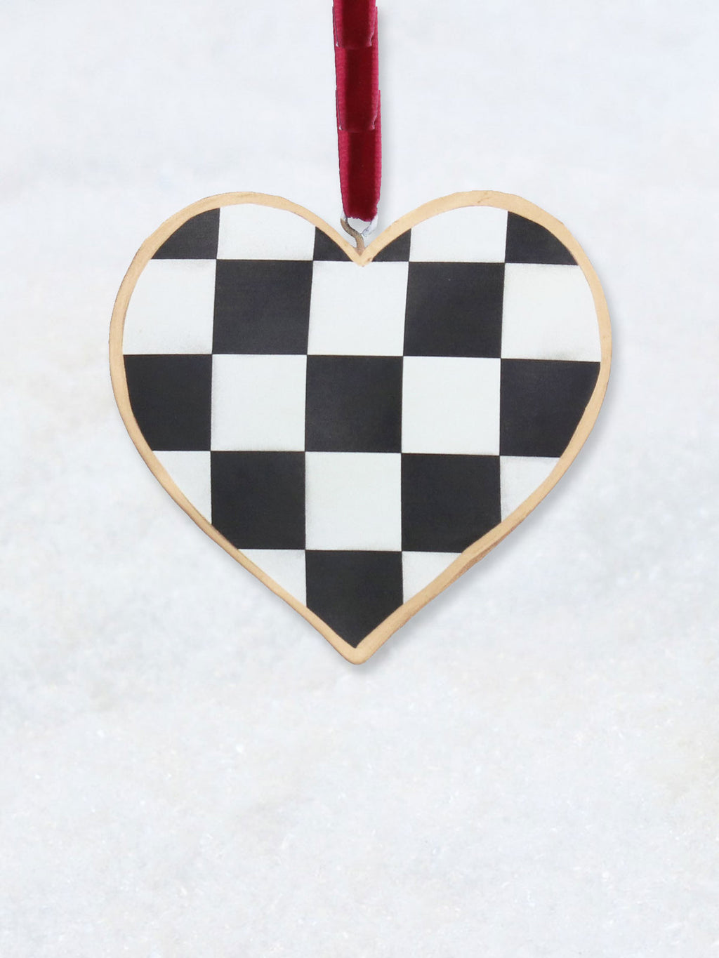 Christmas Decoration - Black & White Checkered Heart