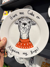 JimBobArt Side Plate - Give Me Cake Or Alpaca My Bags