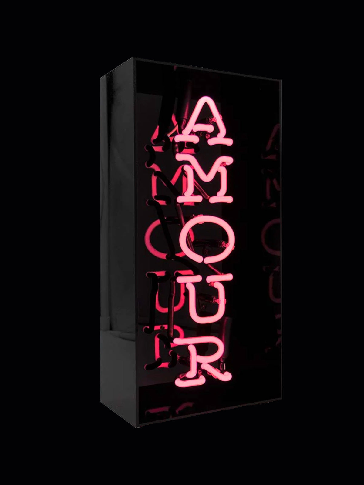'Amour' Glass Neon Light Box - Pink