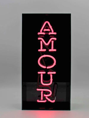 'Amour' Glass Neon Light Box - Pink