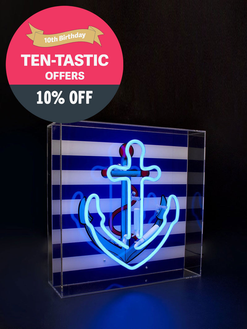 'Anchor' Glass Neon Light Box