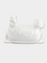 White Hen Chicken Shaped Ceramic Butter Dish