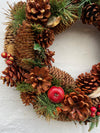 Faux Wreath - Fir Cones and Apple