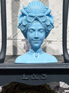 Shell Head Goddess Bust Planter - Aqua Blue