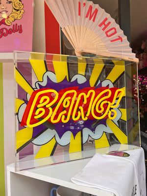 'Bang!' Glass Neon Light Box - Yellow