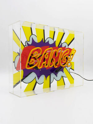 'Bang!' Glass Neon Light Box - Yellow