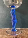 Vintage French Bayel Crystal Wine Glass Male - Blue