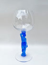 Vintage French Bayel Crystal Wine Glass Male - Blue