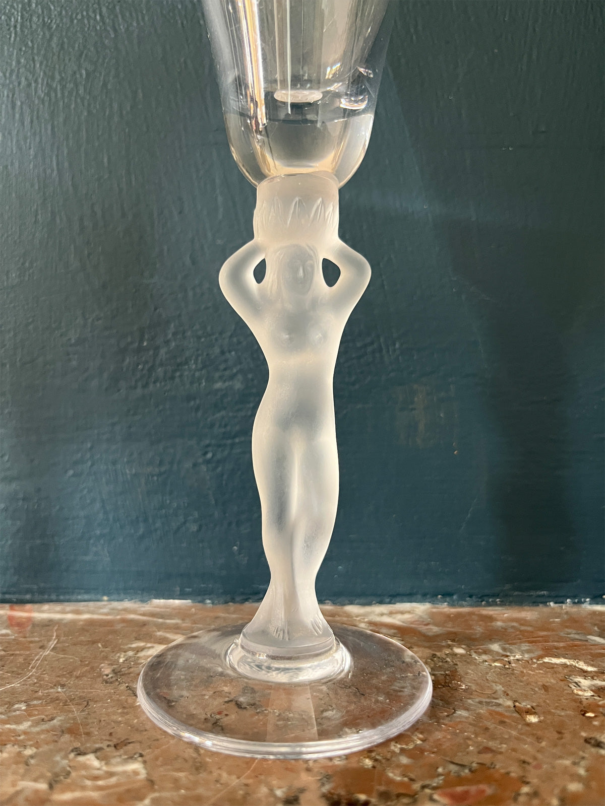 Vintage French Bayel Crystal Flute Glass Lady - Clear