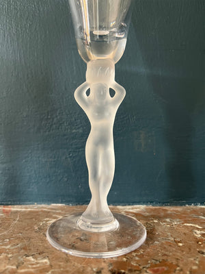 Vintage French Bayel Crystal Flute Glass Lady - Clear