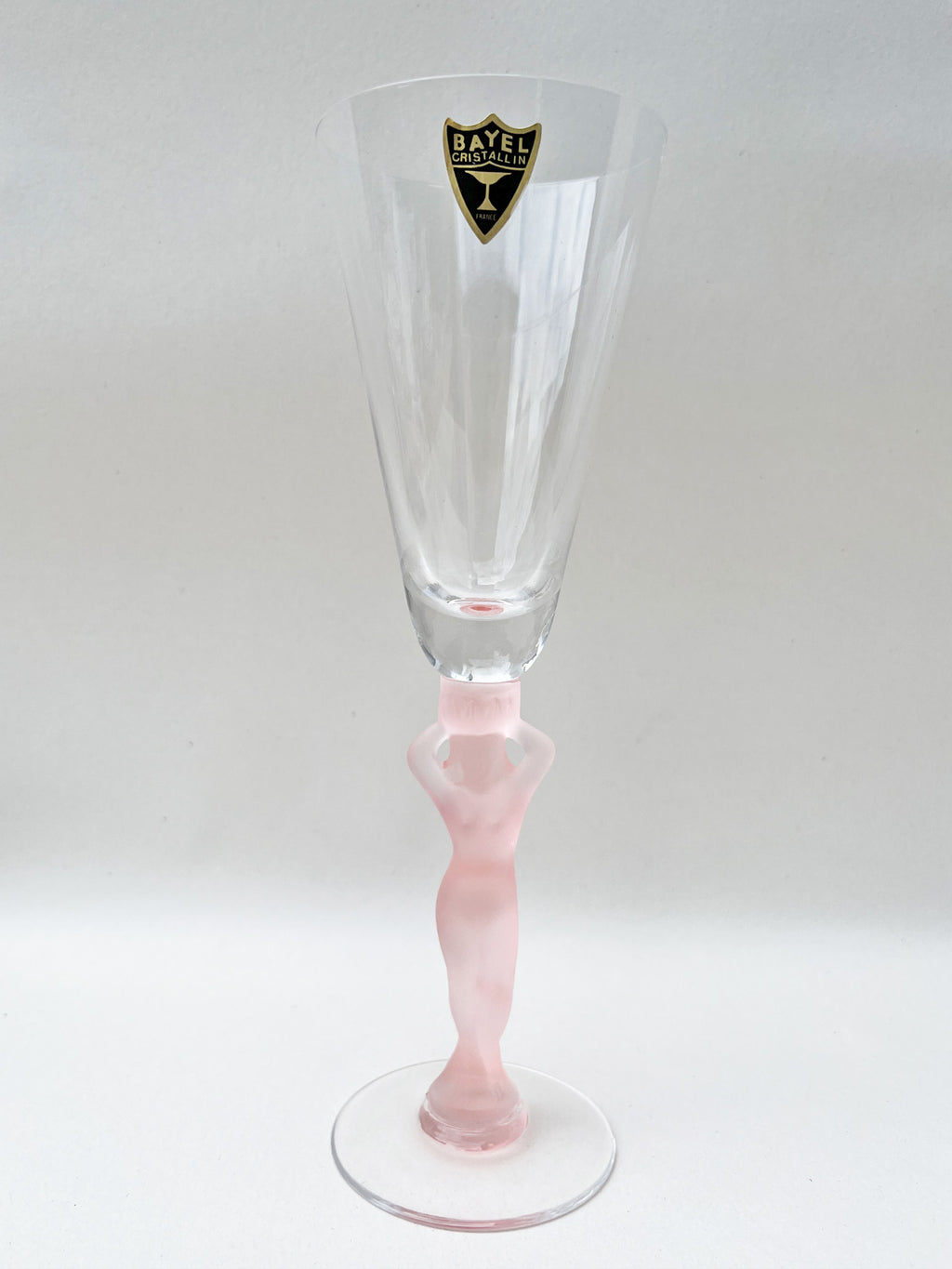 Vintage French Bayel Crystal Flute Glass Lady - Pink