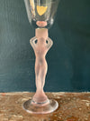 Vintage French Bayel Crystal Liqueur Glass Lady - Pink