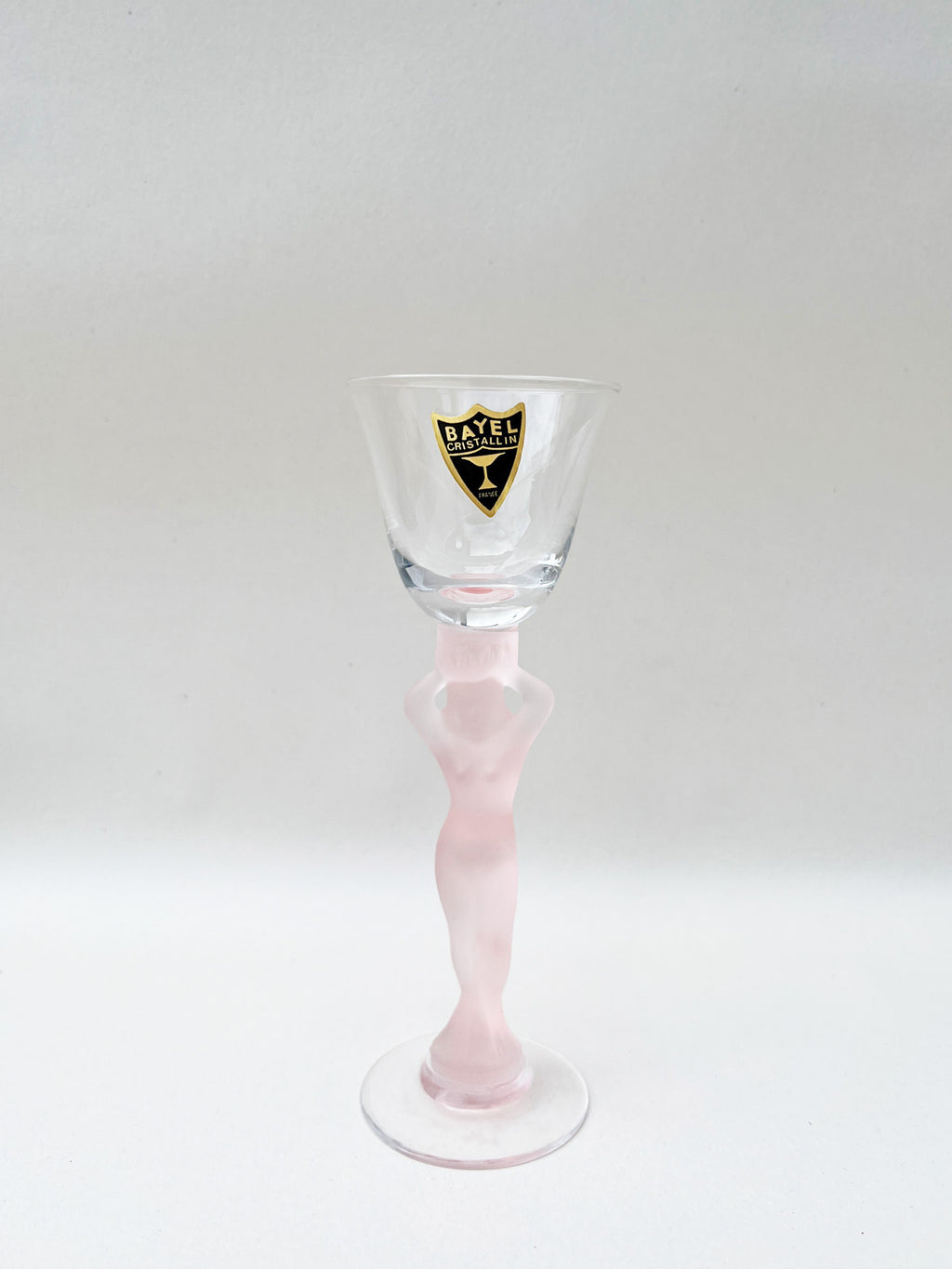 Vintage French Bayel Crystal Liqueur Glass Lady - Pink