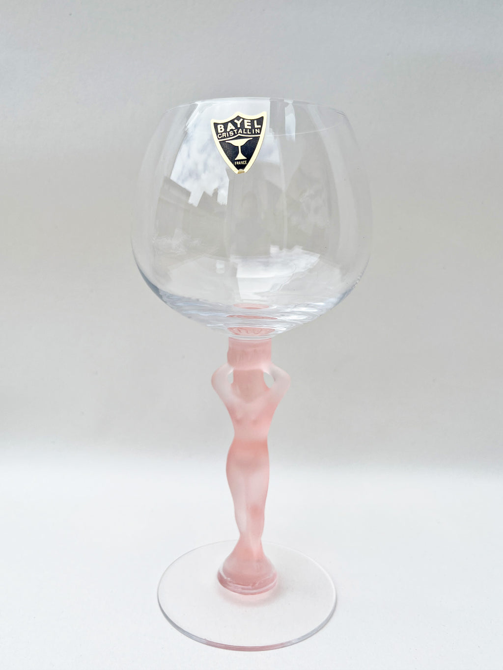 Vintage French Bayel Crystal Wine Glass Lady - Pink