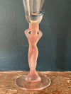 Vintage French Bayel Crystal Flute Glass Lady - Pink