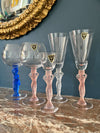 Vintage French Bayel Crystal Wine Glass Male - Blue