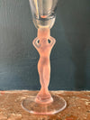 Vintage French Bayel Crystal Flute Glass Lady - Pink