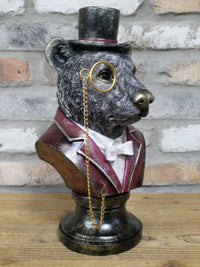 Gentry Top Hat Bear Bust with Monocle