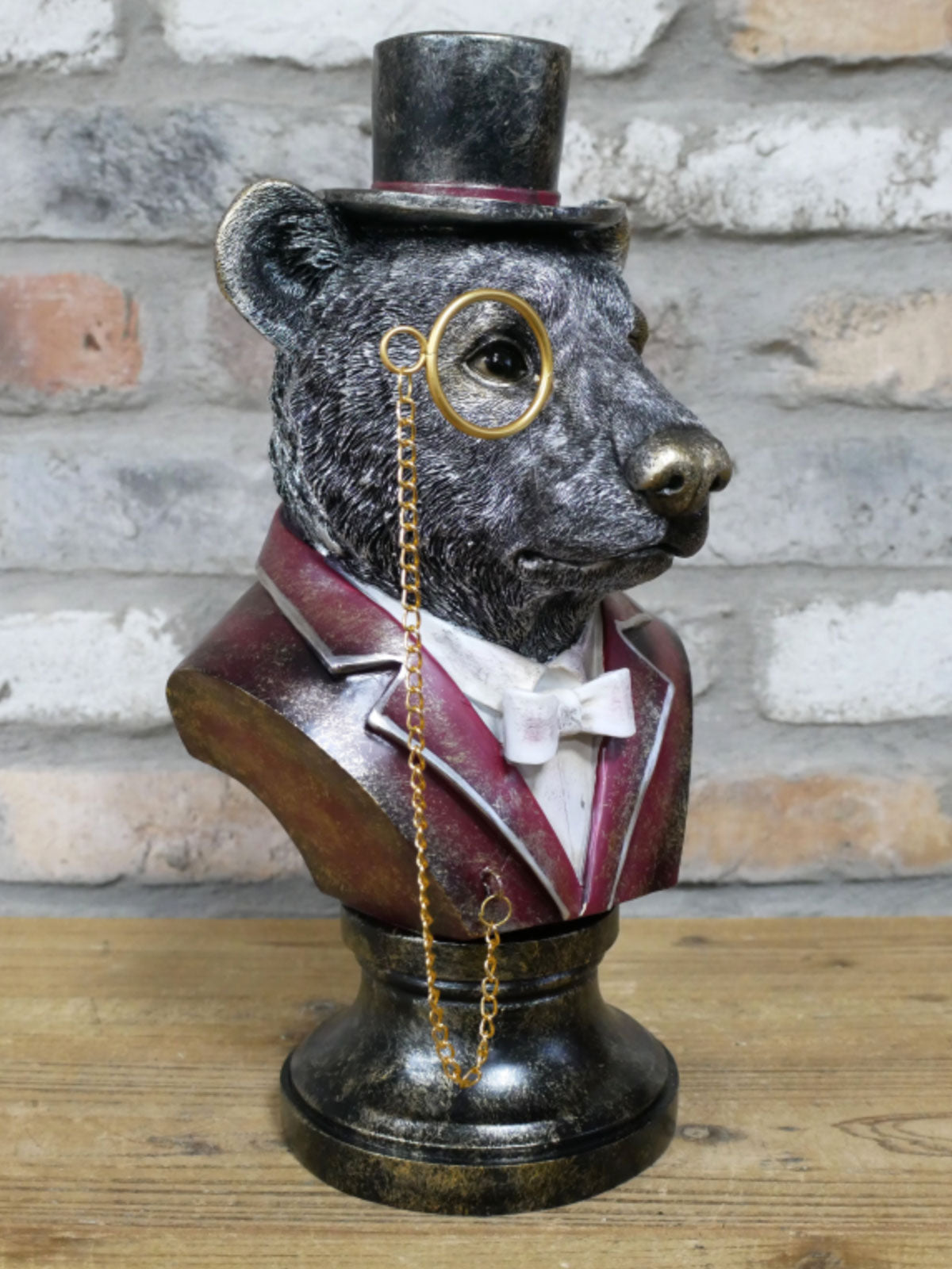 Gentry Top Hat Bear Bust with Monocle