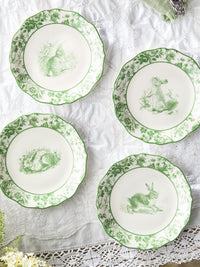 White & Green 'Running' Rabbit Garden Side Plate