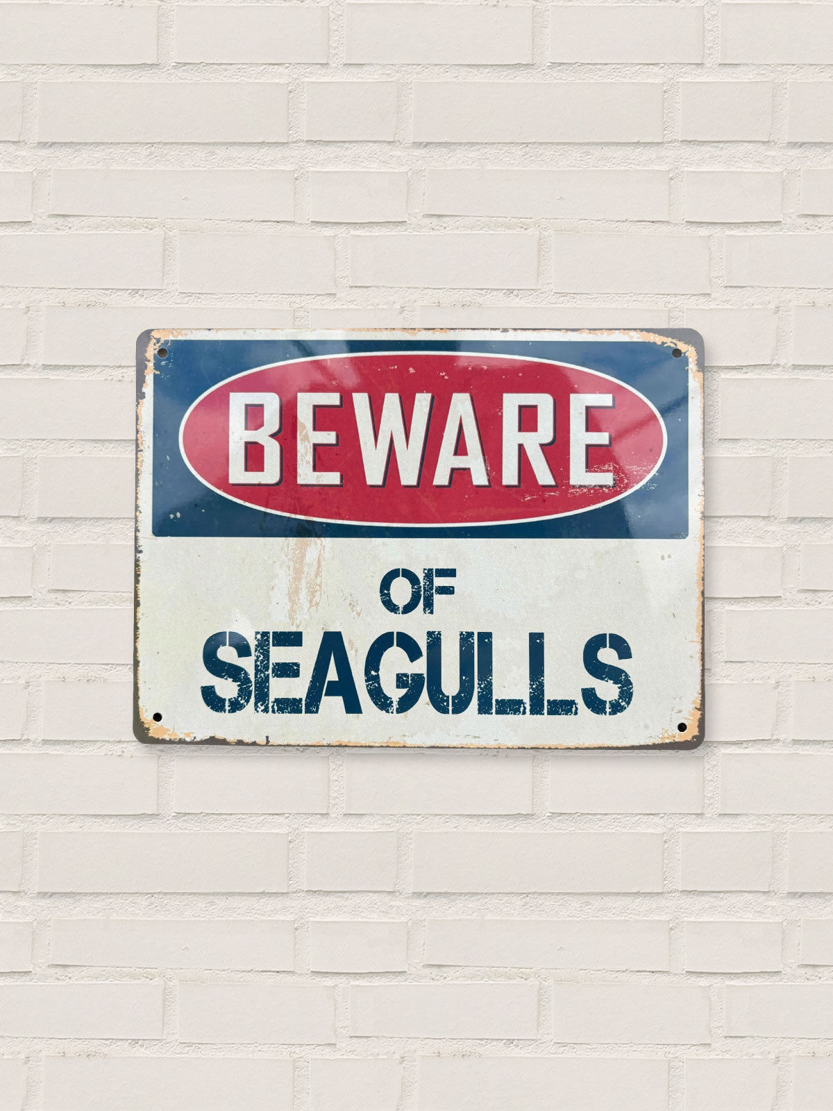 Beware Of Seagulls Metal Tin Sign
