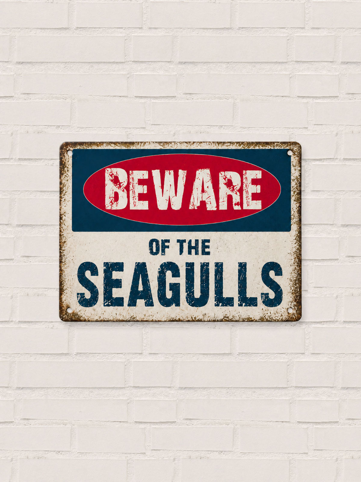 Beware Of The Seagulls Metal Tin Sign
