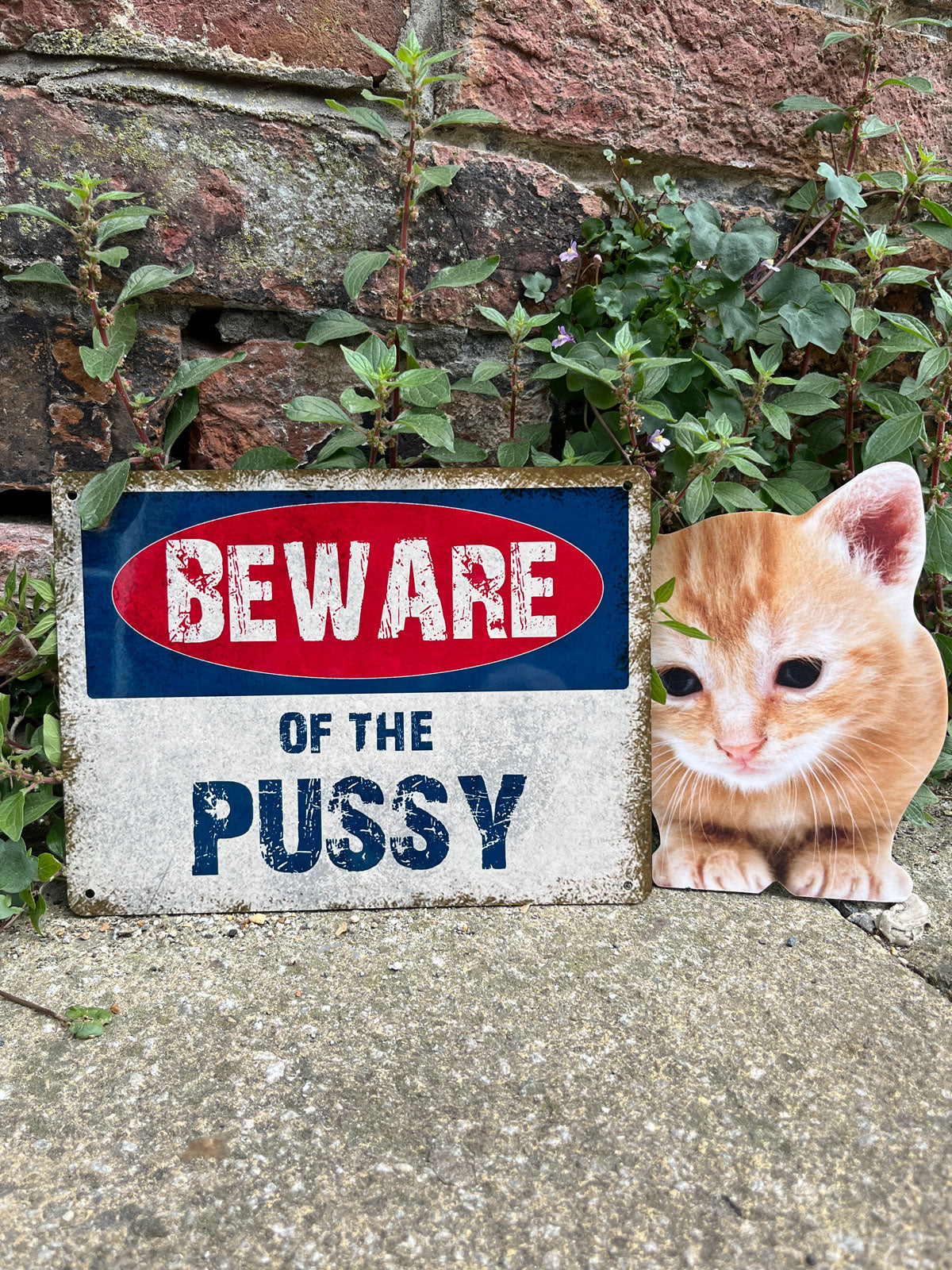 Beware Of The Pussy Metal Sign