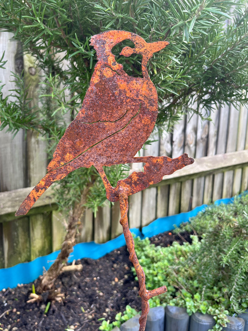 Metal Rusty Bird Stake - 90cm