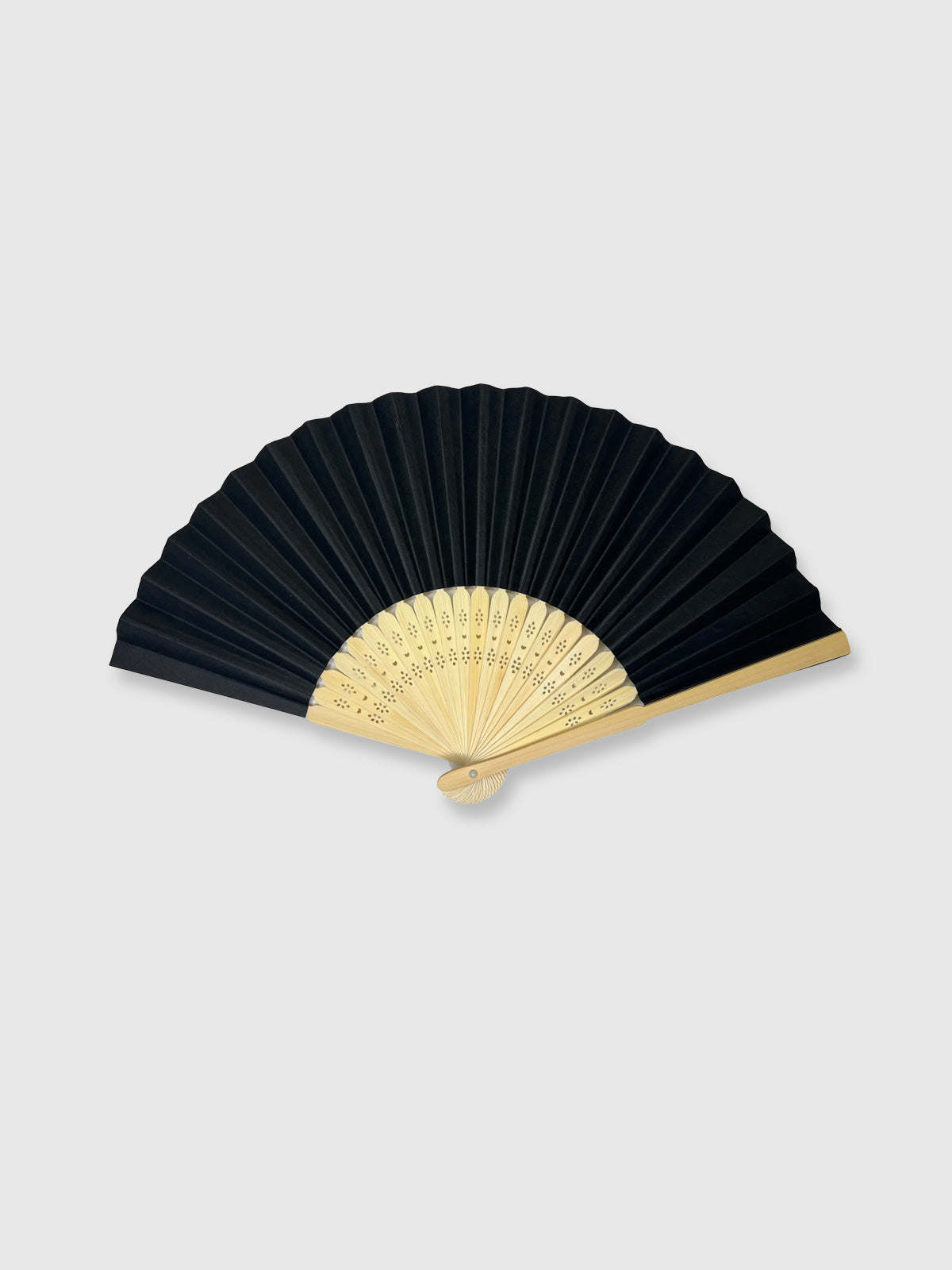 Wooden Paper Hand Fan - Black
