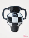 Black and White Check Vase Large Handles