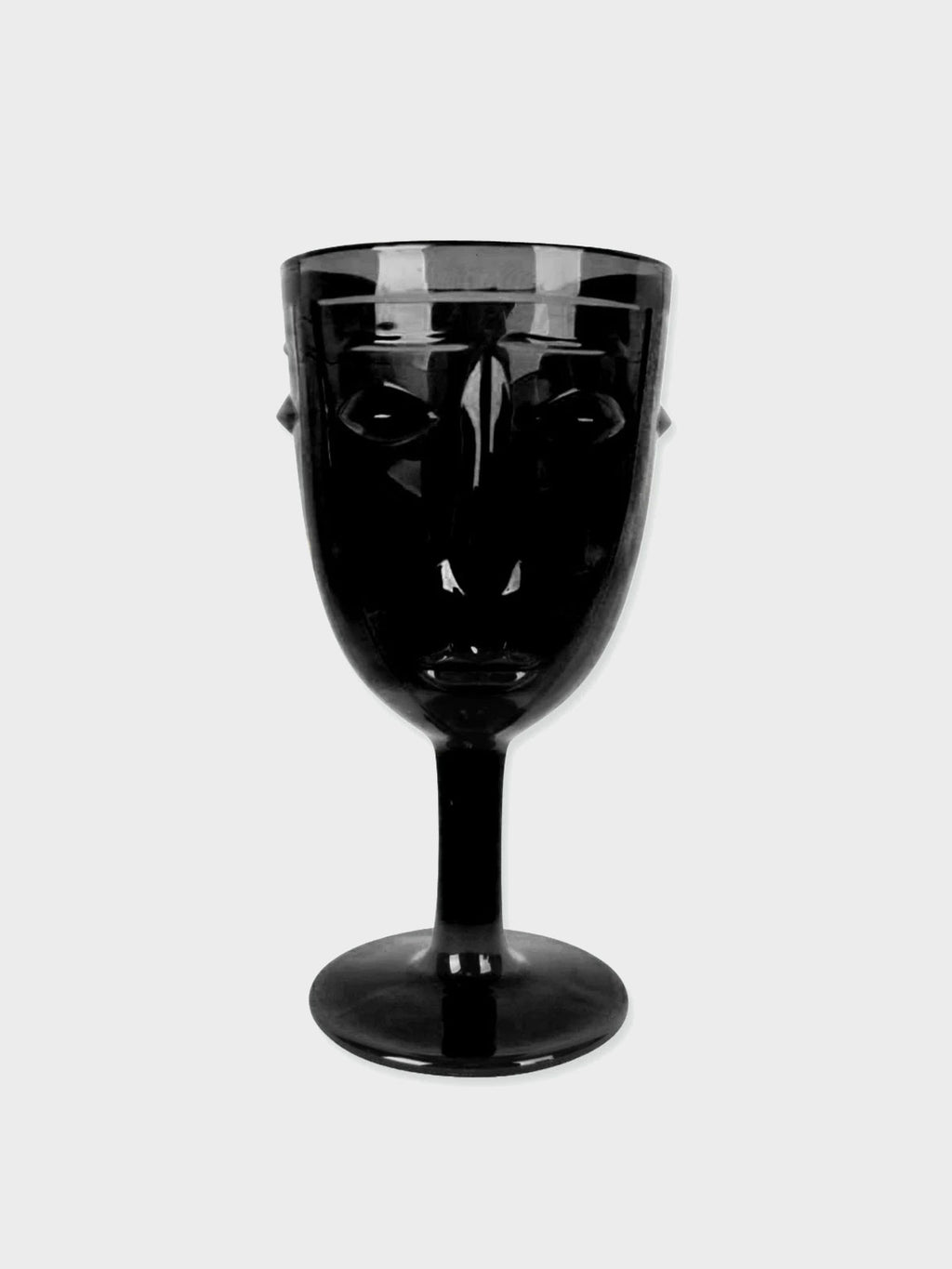 Deco Face Wine Glass - Black