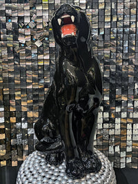 Large Italian Porcelain Black Panther Statue Figure