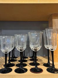 Vintage Octime Black Stem Wine Glass - 18.5cm
