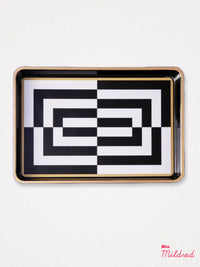 Black & White Abstract Op Art Print Trinket Tray - Large
