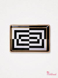 Black & White Abstract Op Art Print Trinket Tray - Medium