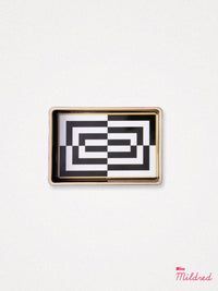 Black & White Abstract Op Art Print Trinket Tray - Small