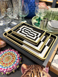 Black & White Abstract Op Art Print Trinket Tray - Medium