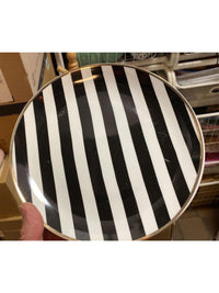 Black and White Stripe Side Plate DAMAGED