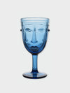 Deco Face Wine Glass - Blue