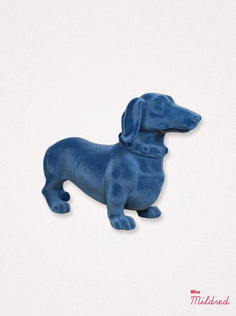 Flock Dachshund Dog - Petrol Blue