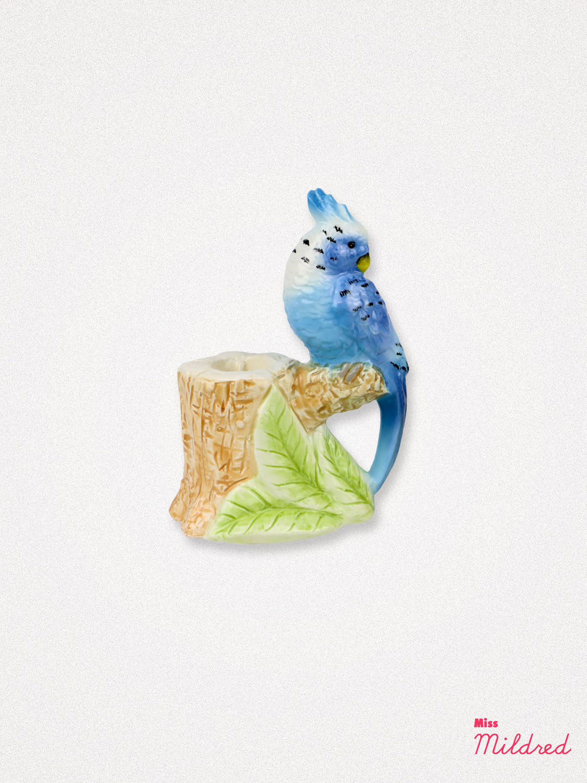 Blue Paradise Bird Ceramic Candle Holder