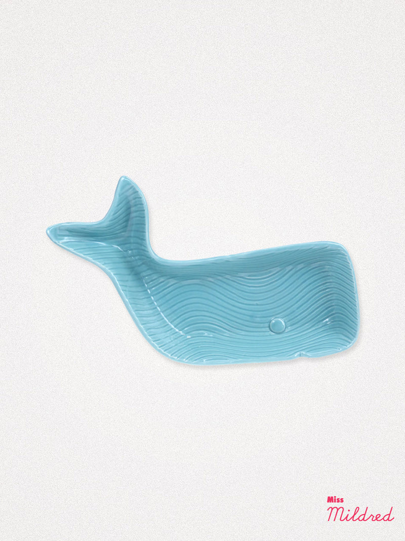 Ceramic Whale Shaped Trinket Dish - Blue