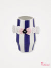 Quirky Ceramic Fish Vase - White / Blue Stripe