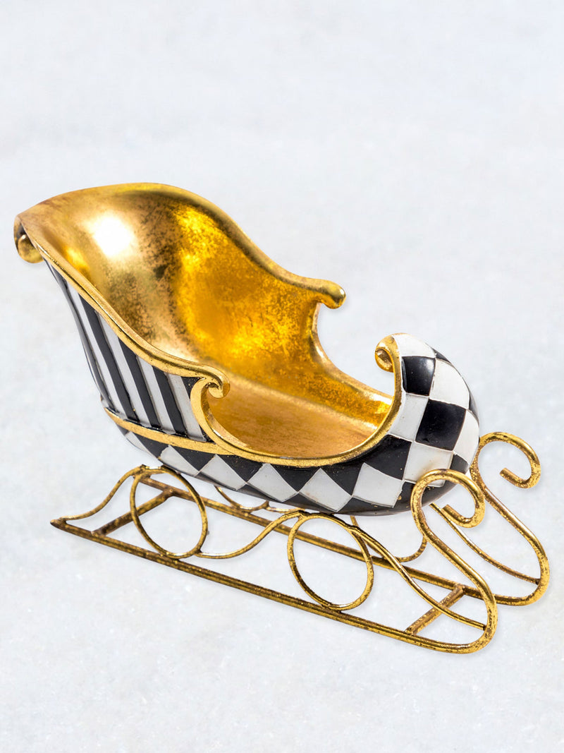 Sleigh Bottle Holder / Bowl - Gold & Black