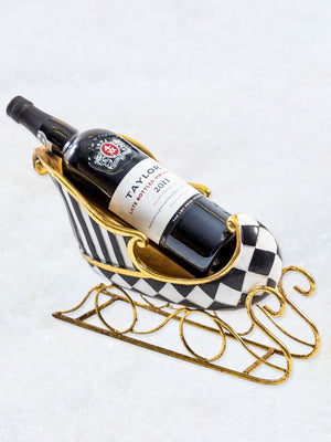 Sleigh Bottle Holder / Bowl - Gold & Black