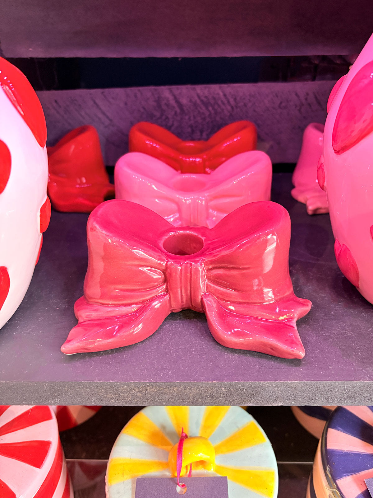 Ceramic Bow Candle Holder - Pink