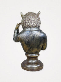 Wise Owl Reading a Book Bust - Bronze and Gold