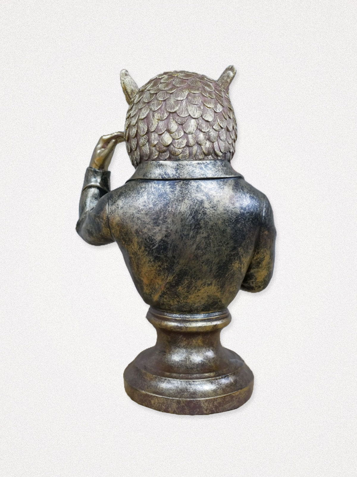 Wise Owl Reading a Book Bust - Bronze and Gold