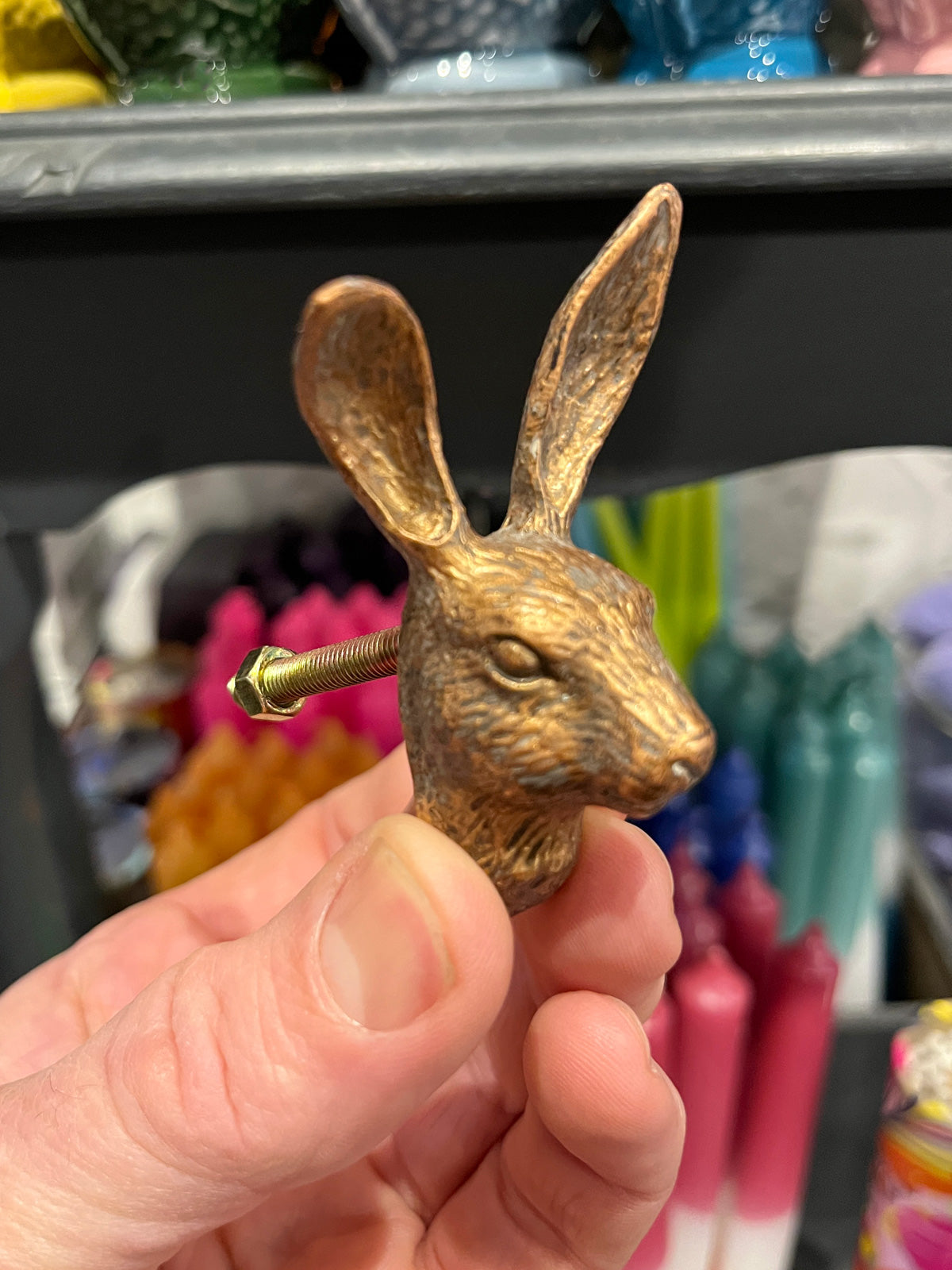 Metal Hare Drawer Knob - Copper